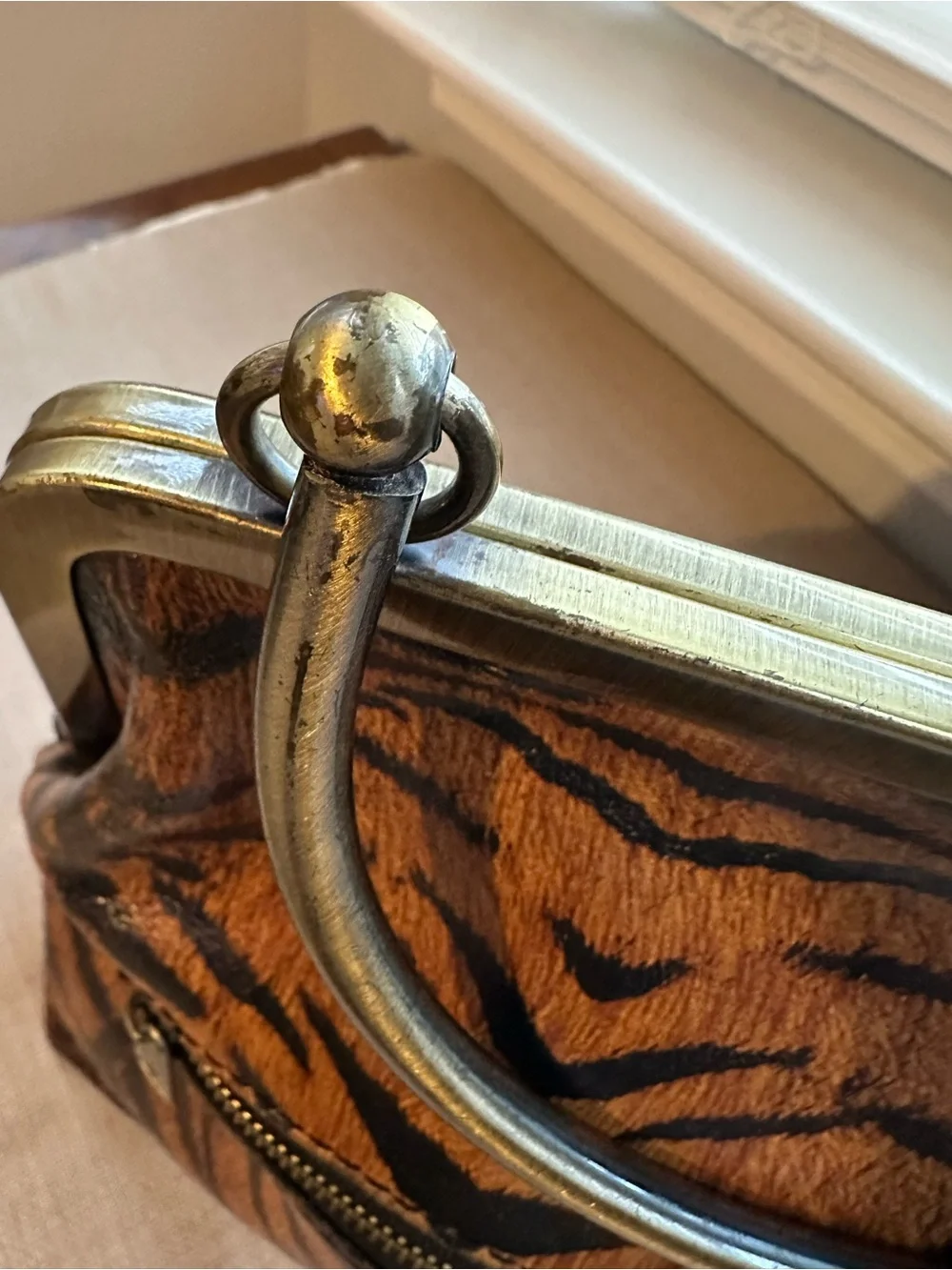 Patricia Nash Novella Frame Bag Tiger Print Leather